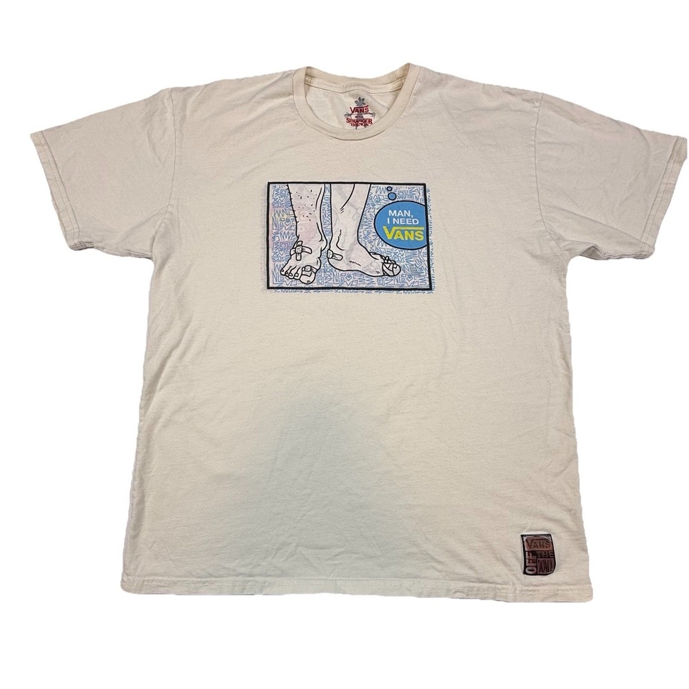 Vans x Stranger Things Reversible Graphic T-Shirt Man, I Need Vans Beige Mens XL